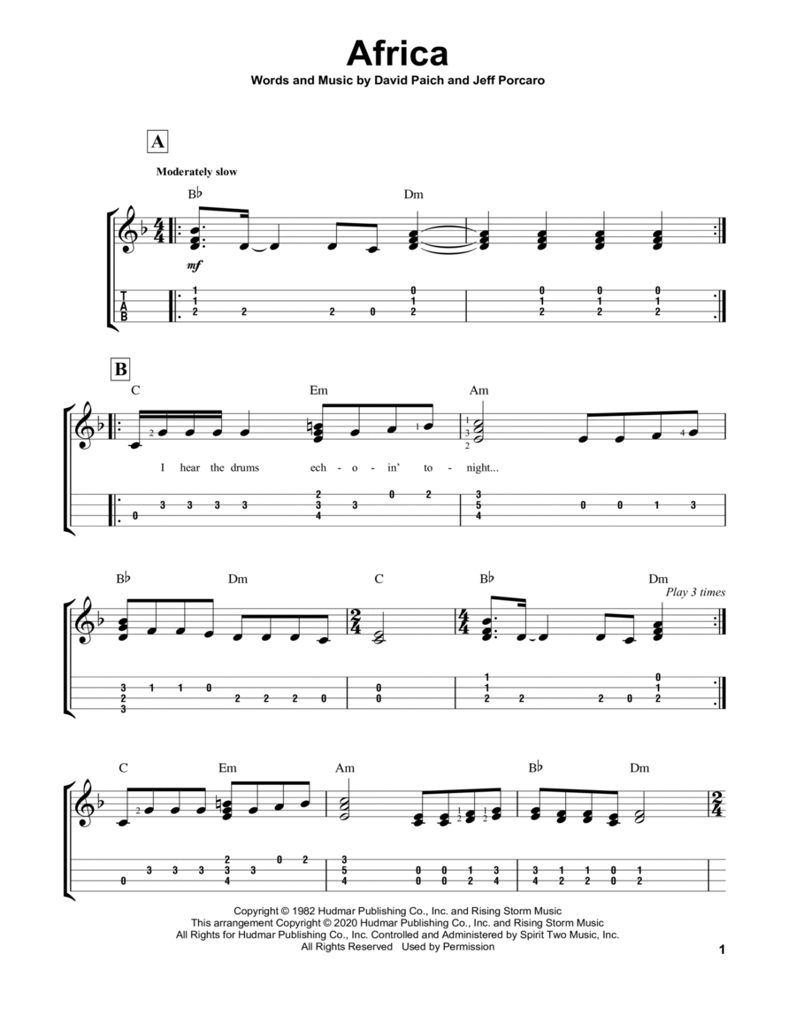 Africa Ukulele scores gallery preview page 1