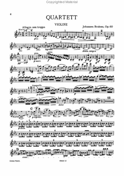 Piano Quartet No. 3 in C minor Op. 60