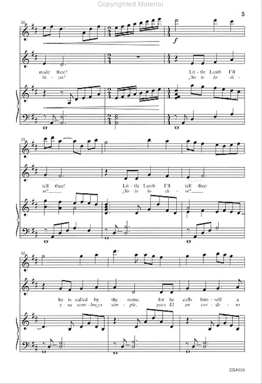 The Lamb (Pequeno Cordero) Unison Choir scores gallery preview page 5