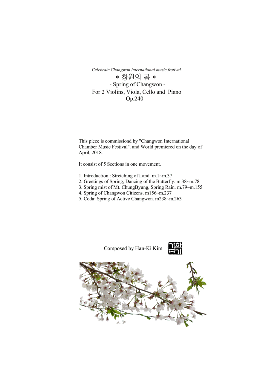 Spring of Changwon (For Piano Quintet) Piano Quintet scores gallery preview page 1