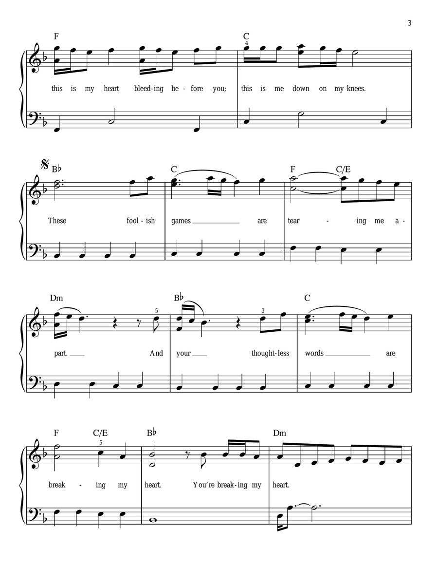 Foolish Games Easy Piano scores gallery preview page 3