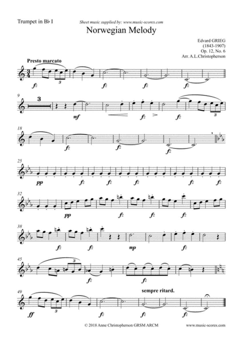 Norwegian Melody, Op.12, No.6 - Brass Quartet image number null