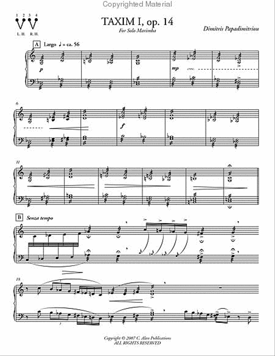 Taxim I, op. 14 Percussion Ensemble scores gallery preview page 2