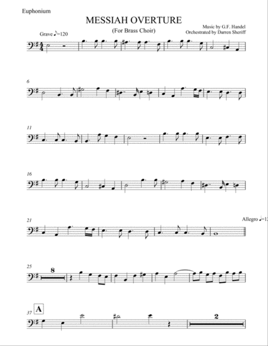 MESSIAH OVERTURE Brass Choir Brass Ensemble scores gallery preview page 3