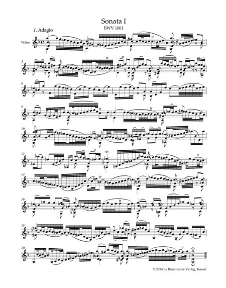 Three Sonatas and Three Partitas for Solo Violin, BWV 1001-1006