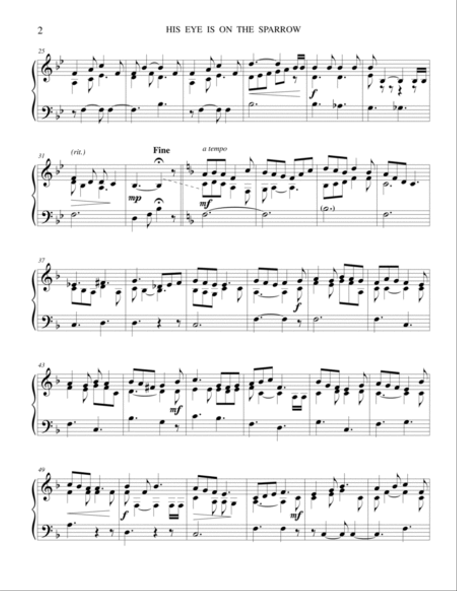 25B. His Eye Is on the Sparrow (SPARROW) Small Ensemble scores gallery preview page 2