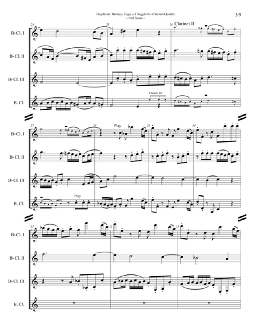 Clarinet Quartet: Haydn arr. Denney, "Fugue on 3 Subjects" image number null