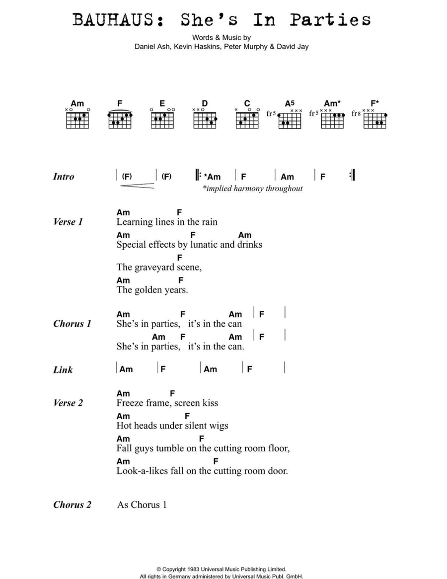 She's In Parties Easy Guitar scores gallery preview page 1