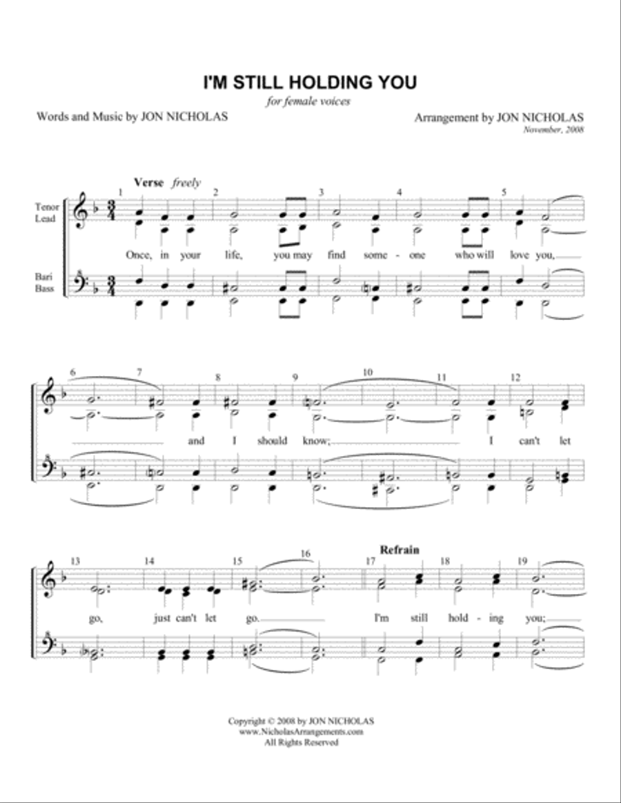 I'm Still Holding You I'm Still Holding You SSAA scores gallery preview page 1