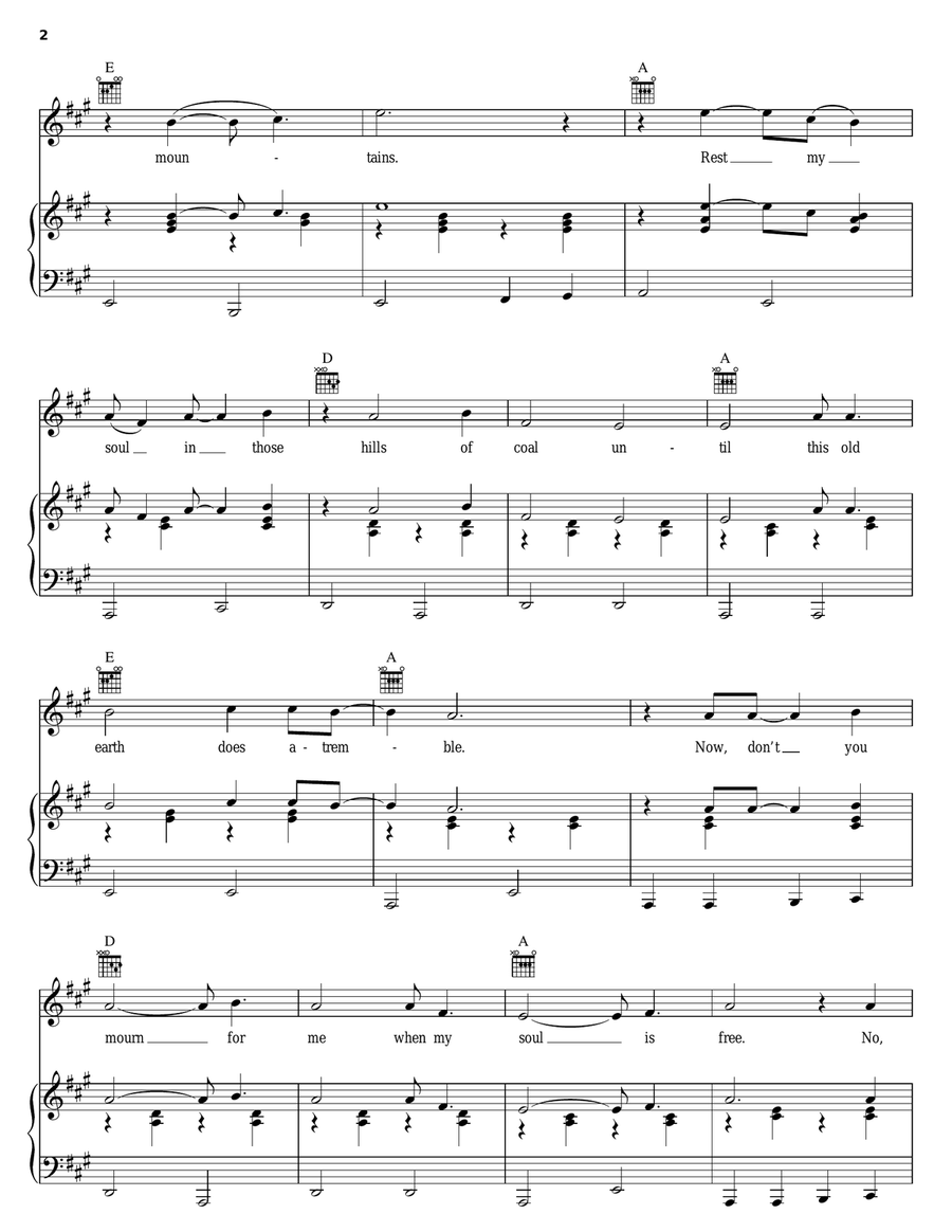 Bury Me Piano, Vocal, Guitar scores gallery preview page 2