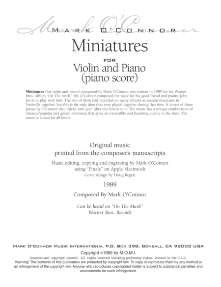 Miniatures (piano score - violin and piano) image number null