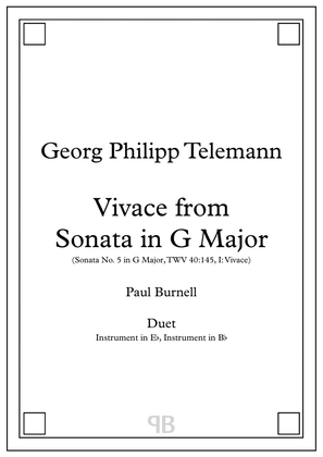 Vivace from Sonata in G Major, arranged for duet: instruments in Eb and Bb