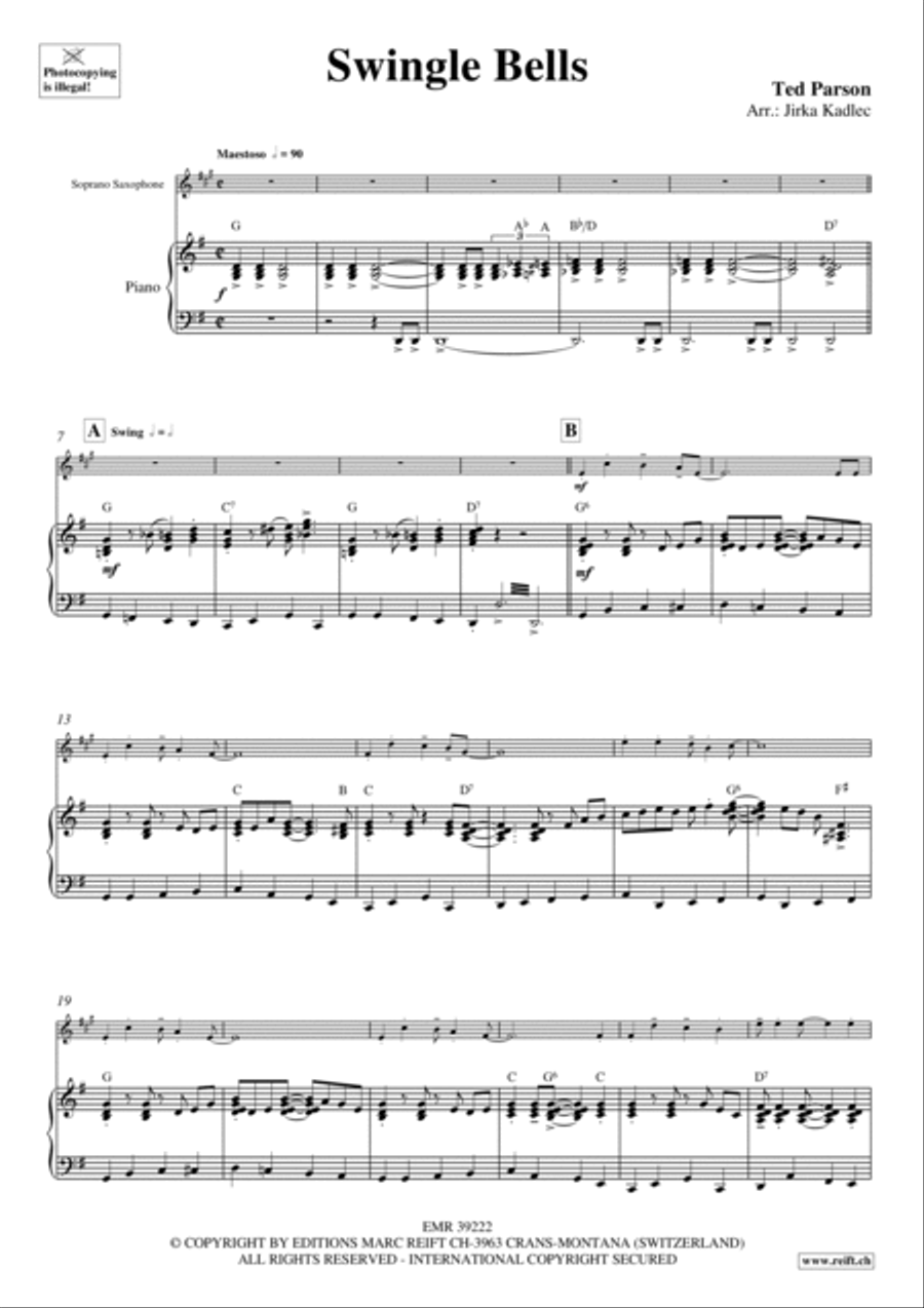 Swingle Bells Soprano Saxophone scores gallery preview page 3