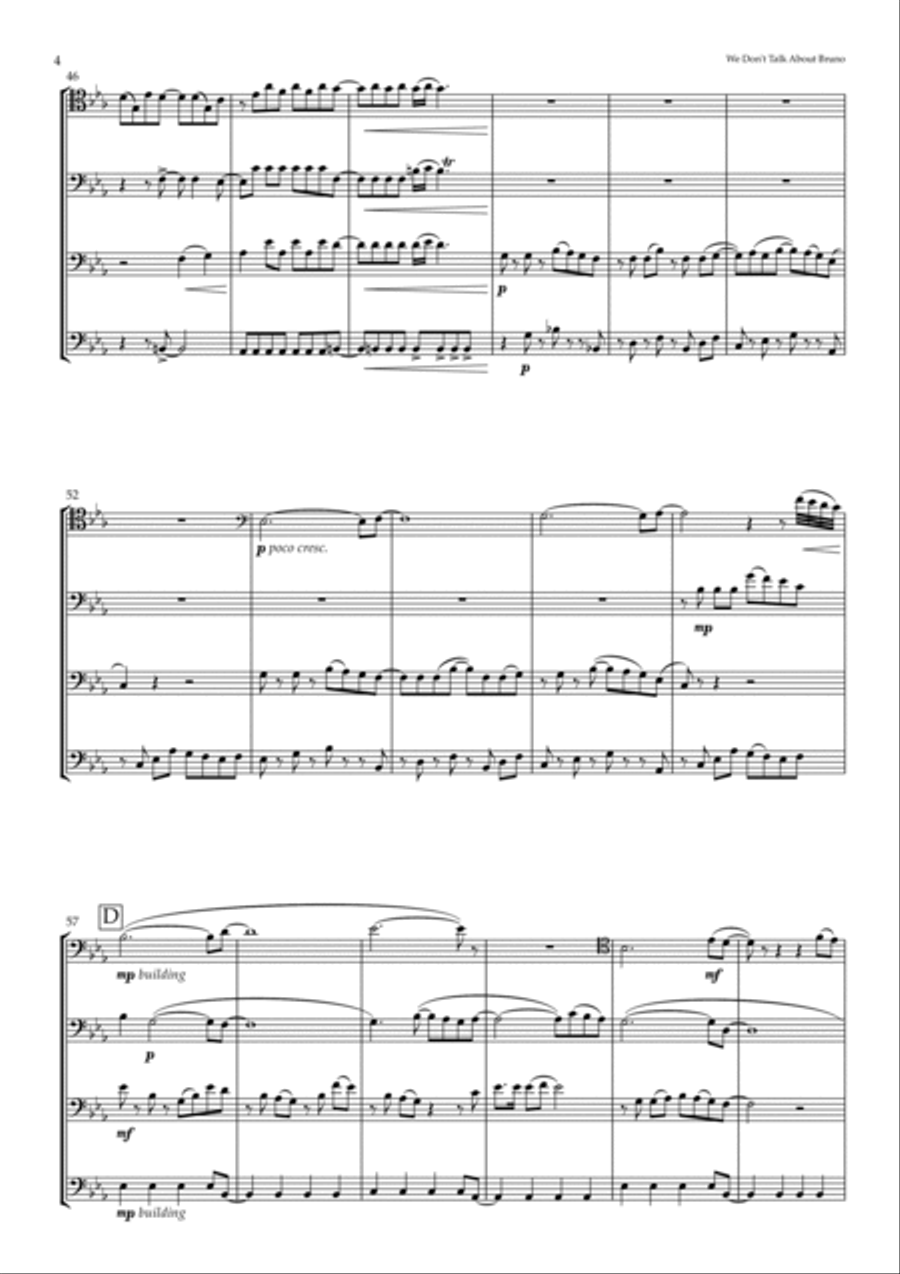 We Don't Talk About Bruno Brass Quartet scores gallery preview page 4