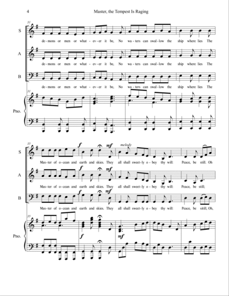 Master, the Tempest is Raging! 3-Part scores gallery preview page 4