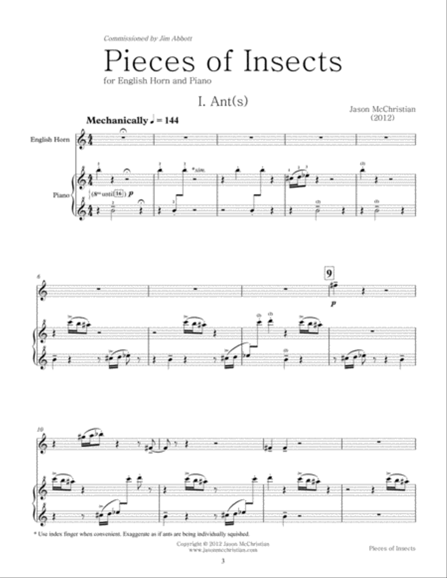 Pieces of Insects - for English Horn and Piano English Horn scores gallery preview page 3