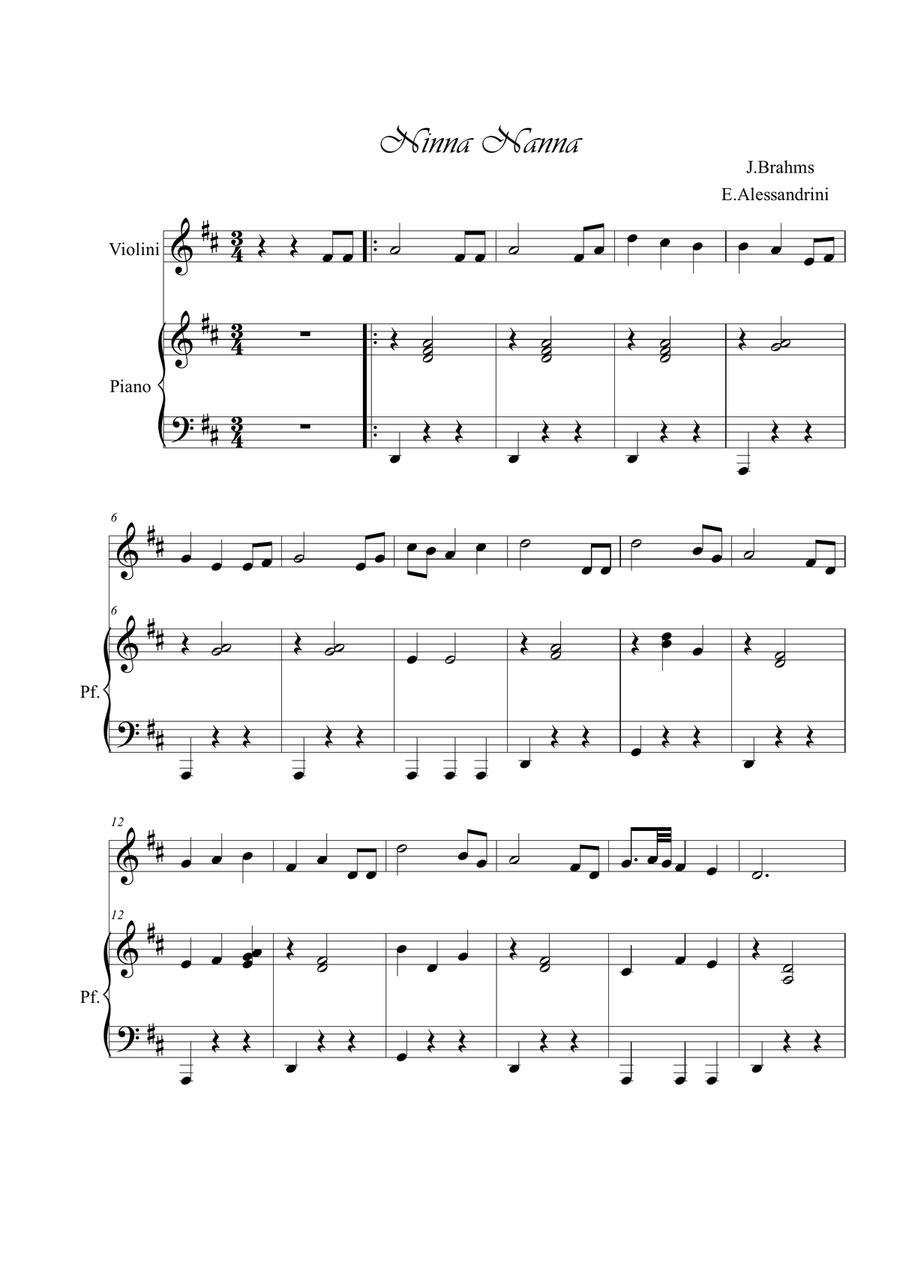 Ninna nanna. Violin and piano Violin Solo scores gallery preview page 1
