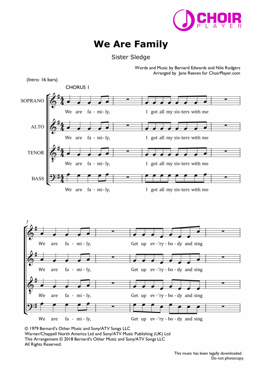 We Are Family 4-Part scores gallery preview page 1