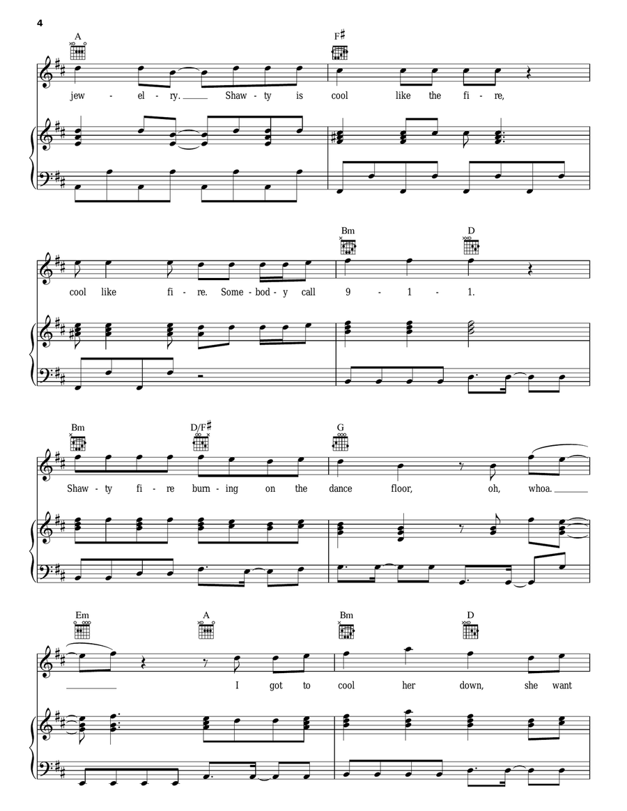 Fire Burning Piano, Vocal, Guitar scores gallery preview page 4