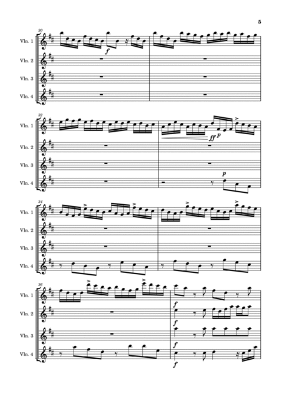 Vivaldi - L'Estro Armonico - Op.3 No.10 - Concerto for 4 Violins - RV 580: I. Allegro String Quartet scores gallery preview page 5