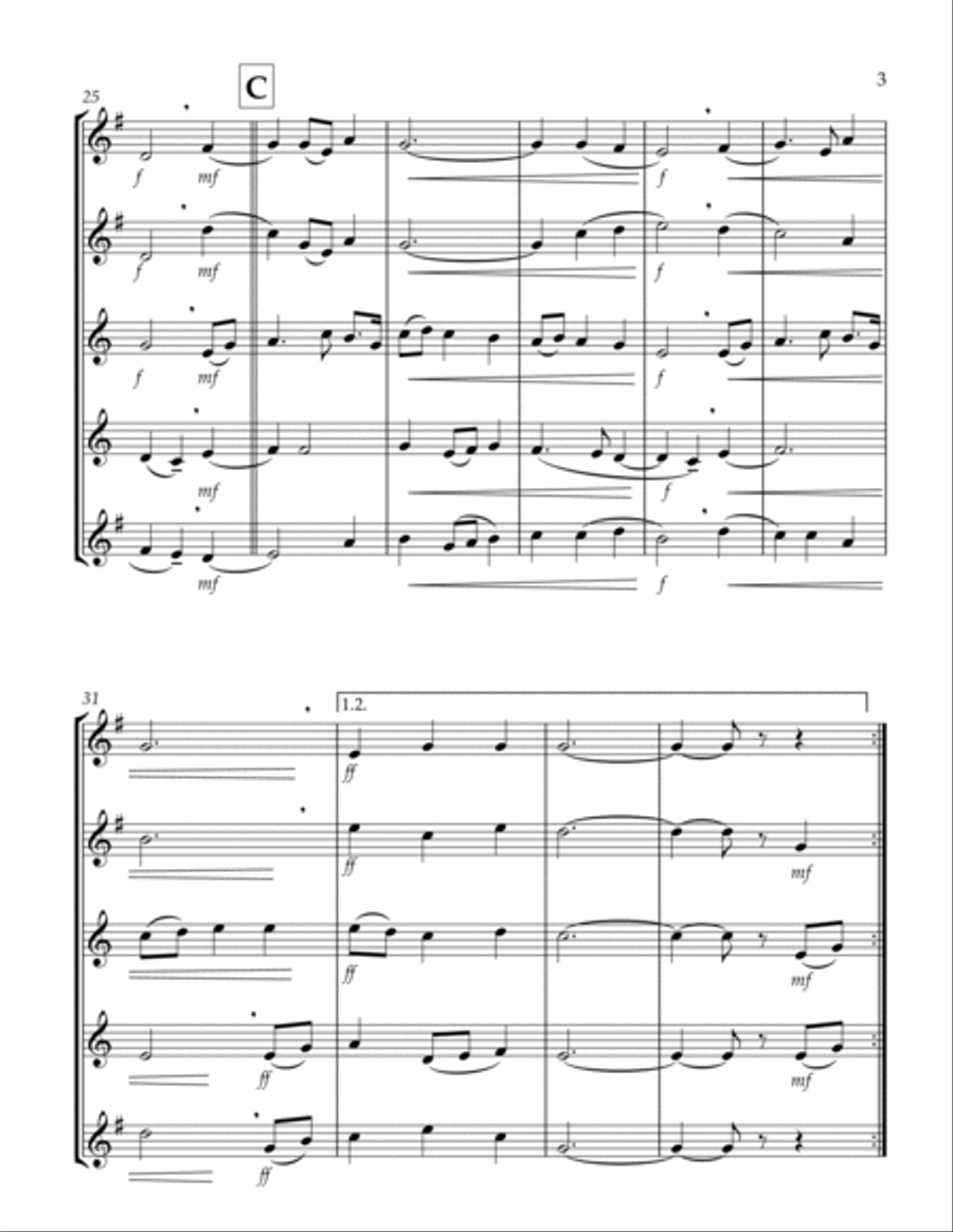 O Spirit All-Embracing (Thaxted) (Bb) (Saxophone Quintet - 2 Alto, 2 Tenor, 1 Bari) (Tenor lead) Saxophone Quintet scores gallery preview page 3