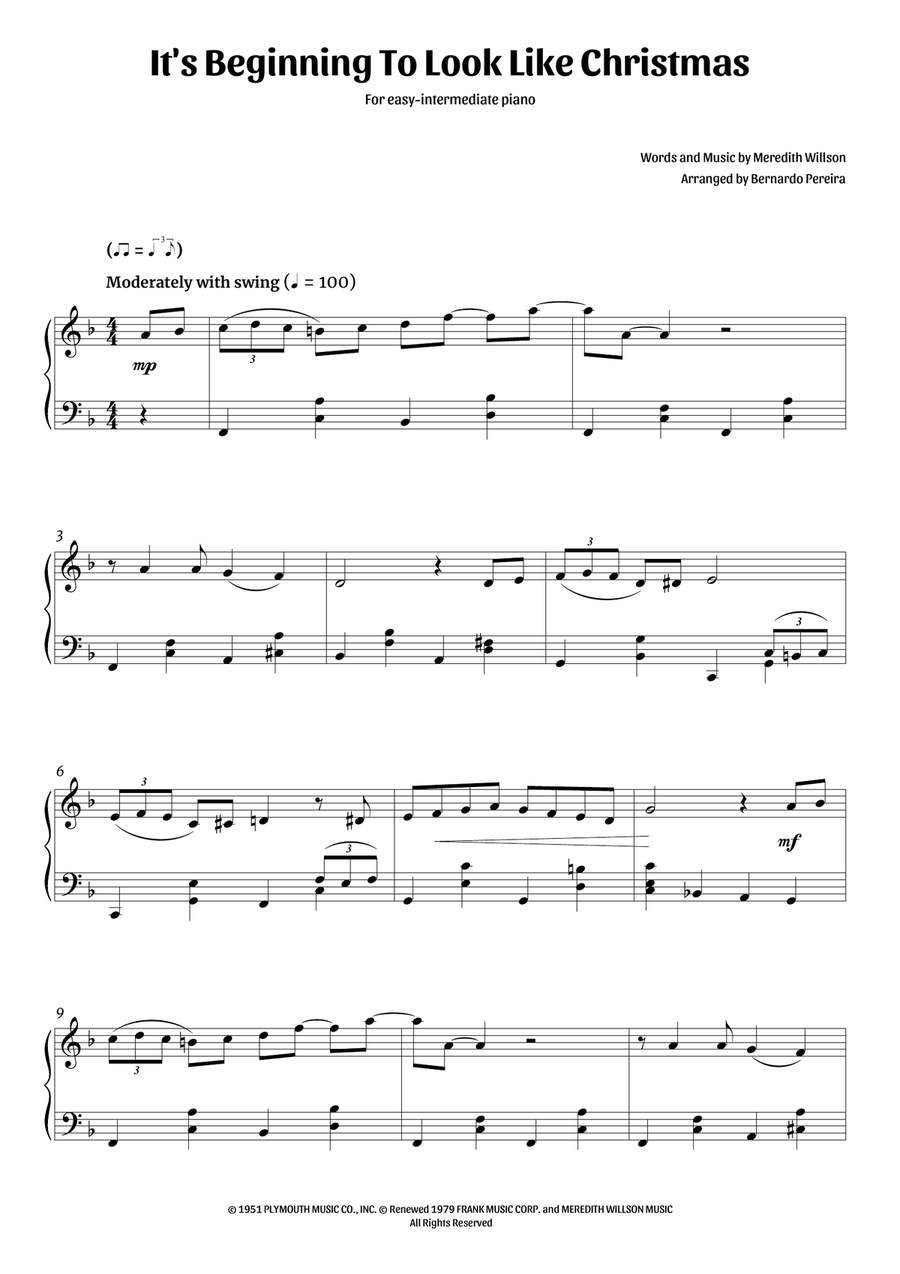 It's Beginning To Look Like Christmas Piano Solo scores gallery preview page 1