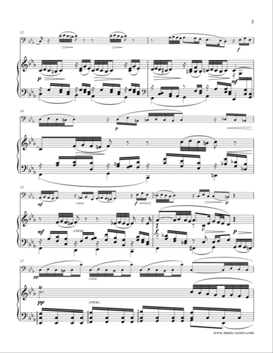 Cimarosa Larghetto - 1st movement from Oboe Concerto - Cello & Piano Piano scores gallery preview page 3