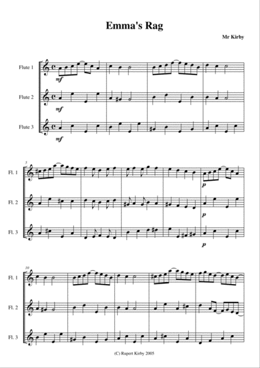 Emma's Rag - For Flute Trio Flute Trio scores gallery preview page 1