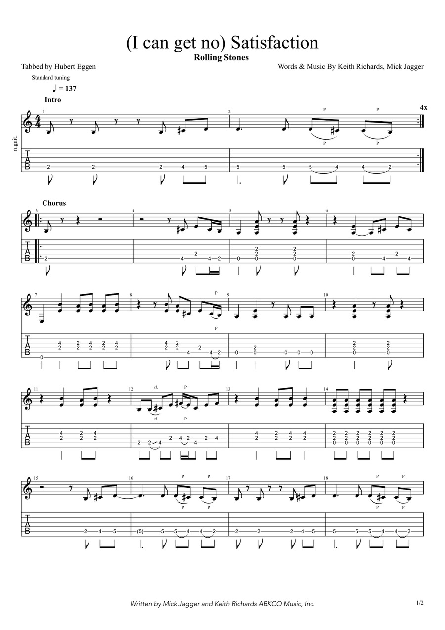 Satisfaction Guitar Tablature scores gallery preview page 2