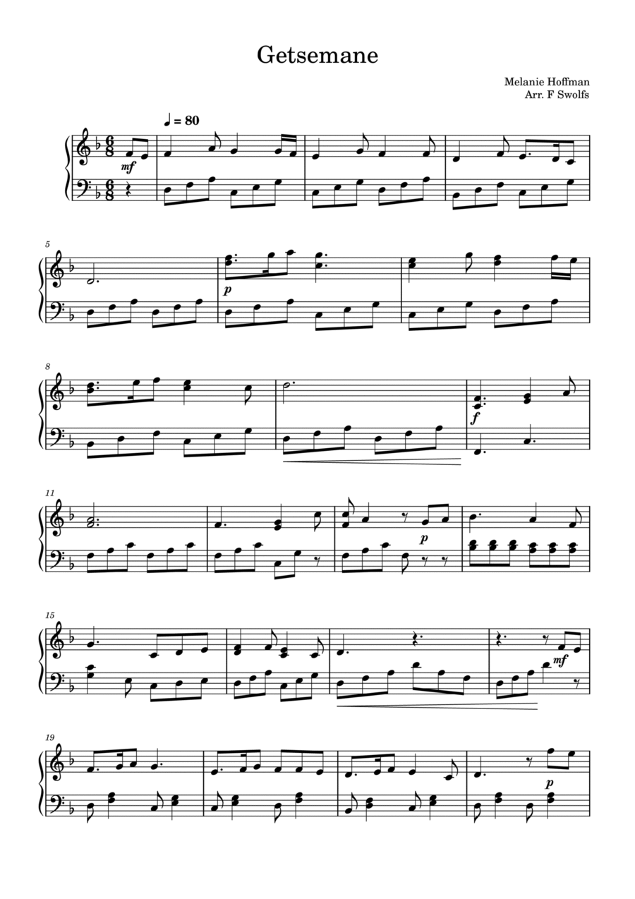 Getsemane Piano Solo scores gallery preview page 1
