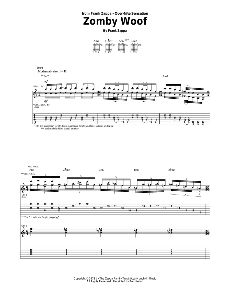 Zomby Woof Acoustic Guitar scores gallery preview page 1