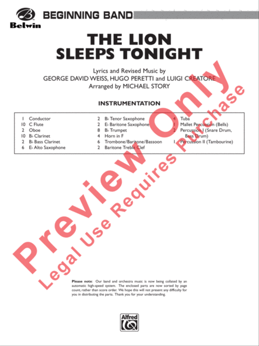 The Lion Sleeps Tonight The Lion Sleeps Tonight Concert Band scores gallery preview page 2