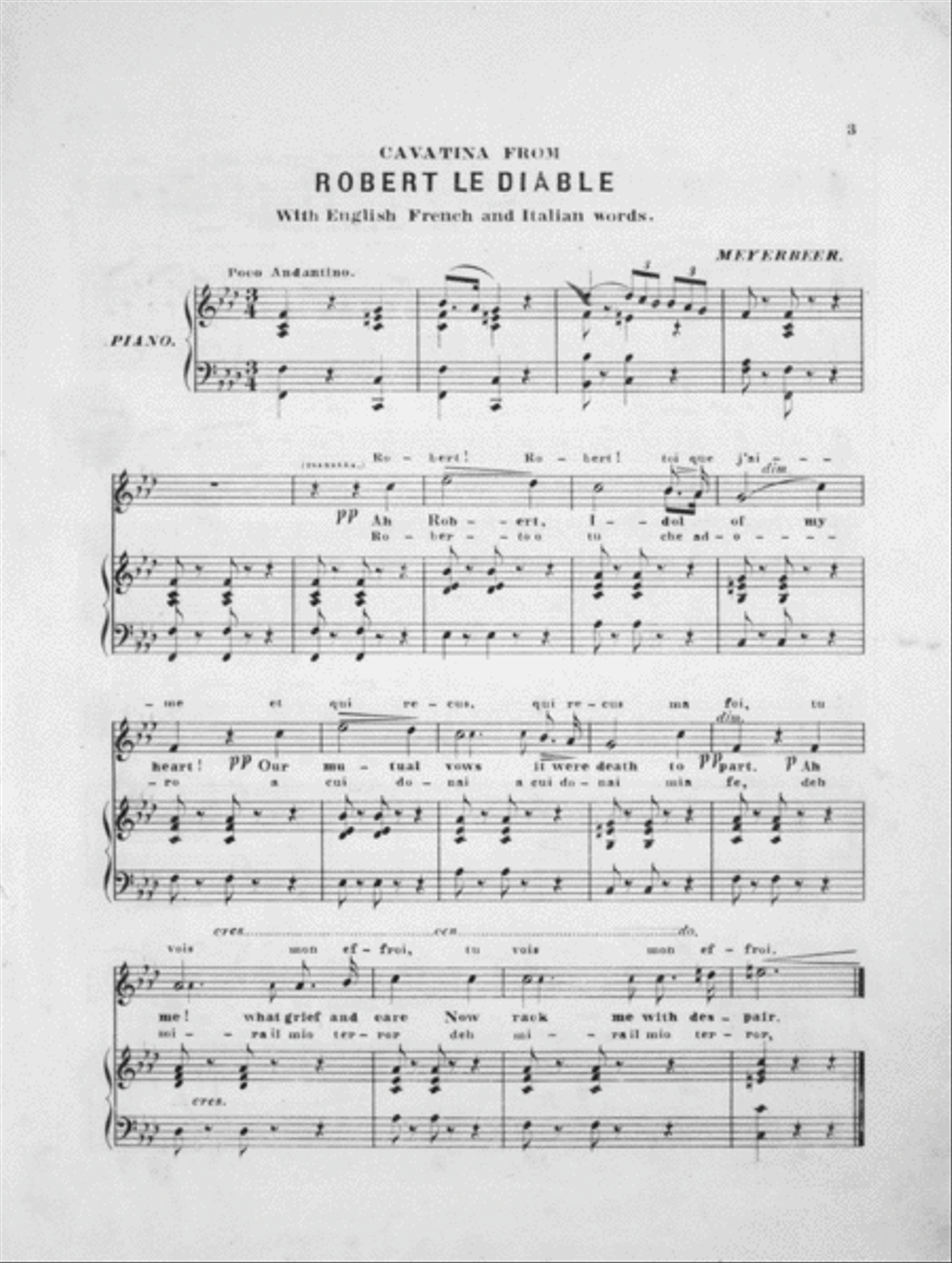 Robert, Idol of My Heart. Cavatina From Robert Le Diable Voice scores gallery preview page 2