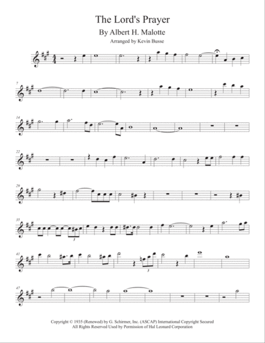 The Lord's Prayer Baritone Saxophone scores gallery preview page 1