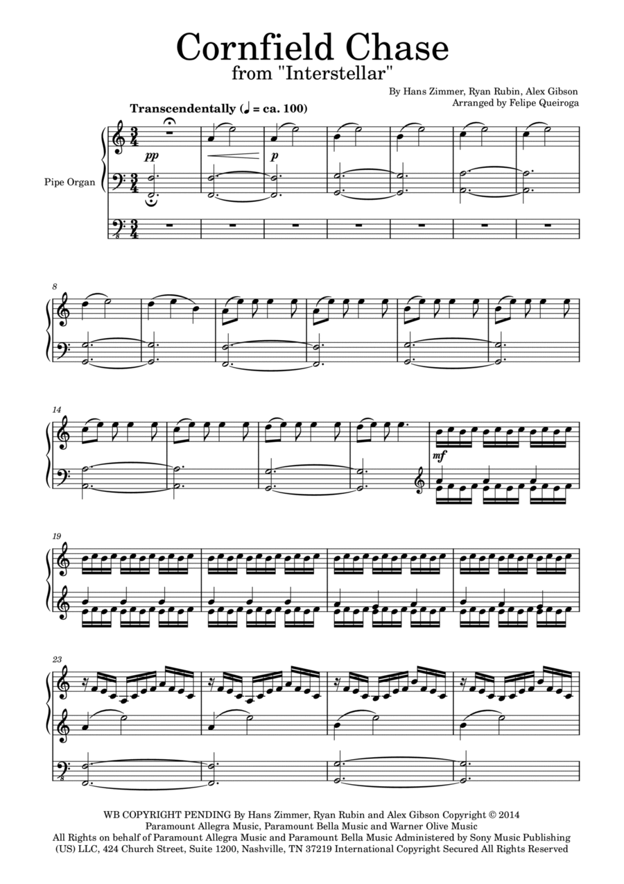 Cornfield Chase Organ Solo scores gallery preview page 1