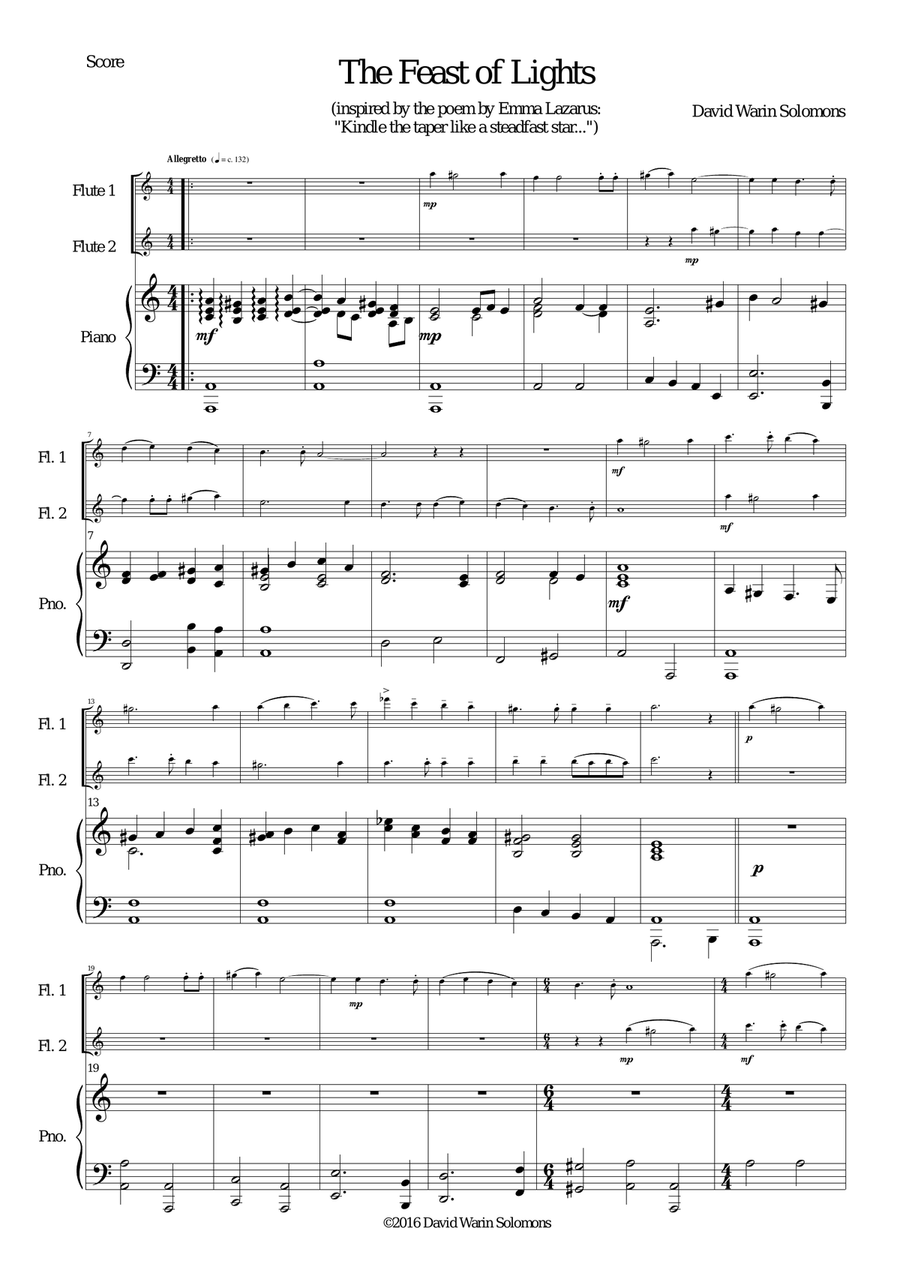 The Feast of Lights for 2 flutes and piano Flute Duet scores gallery preview page 1