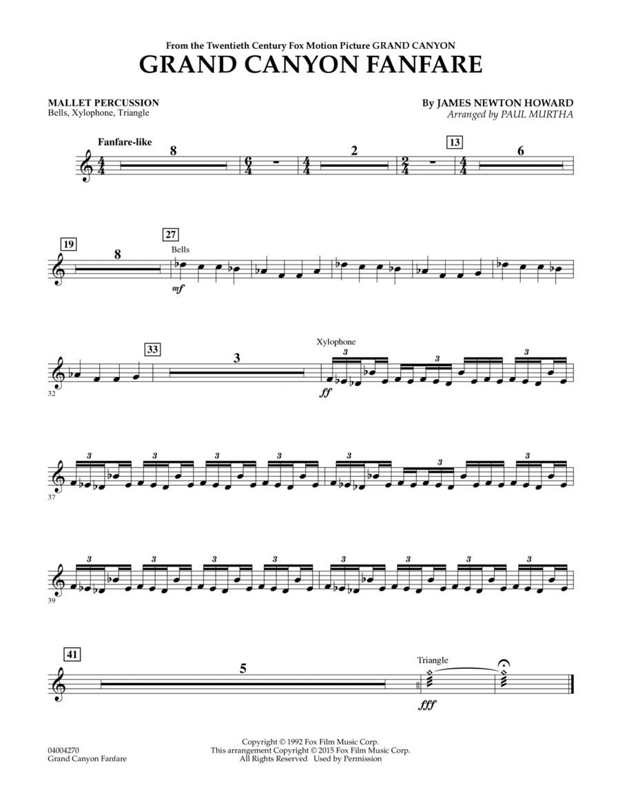Grand Canyon Fanfare - Mallet Percussion Percussion scores gallery preview page 1