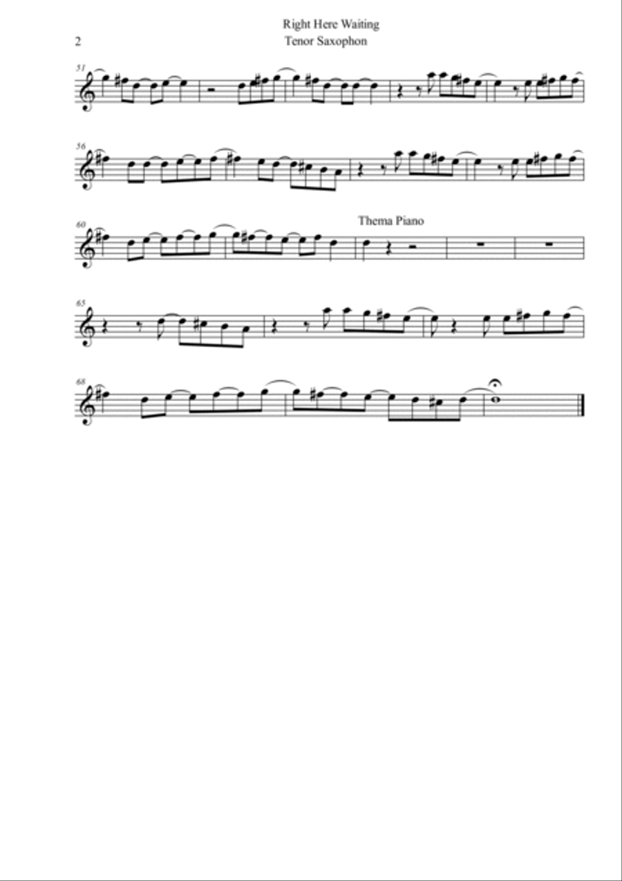 Right Here Waiting Tenor Saxophone scores gallery preview page 2