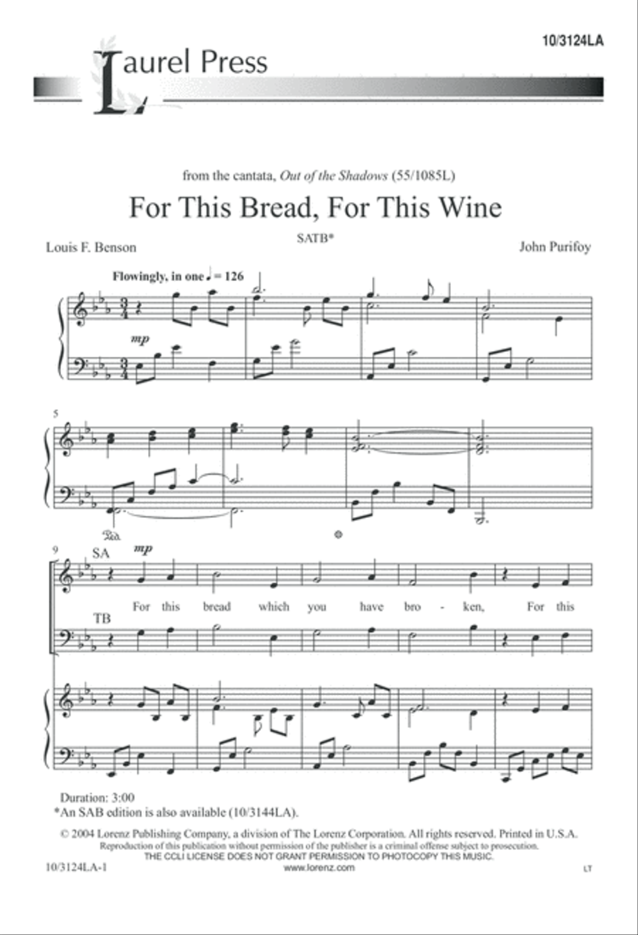 For This Bread, For This Wine 4-Part scores gallery preview page 1