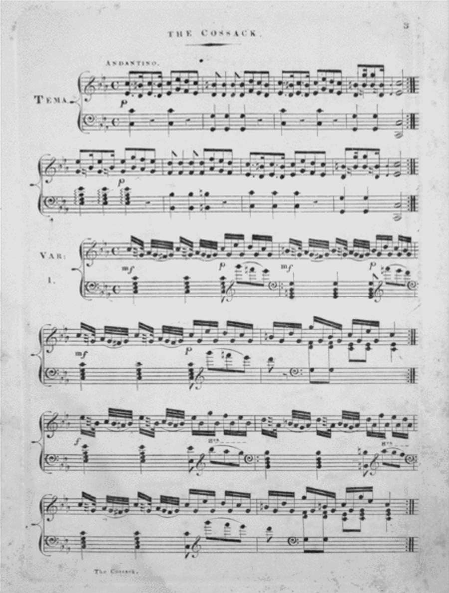 The Cossack. A much admired Russian Air Piano Solo scores gallery preview page 2