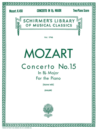 Book cover for Concerto No. 15 in Bb, K. 450