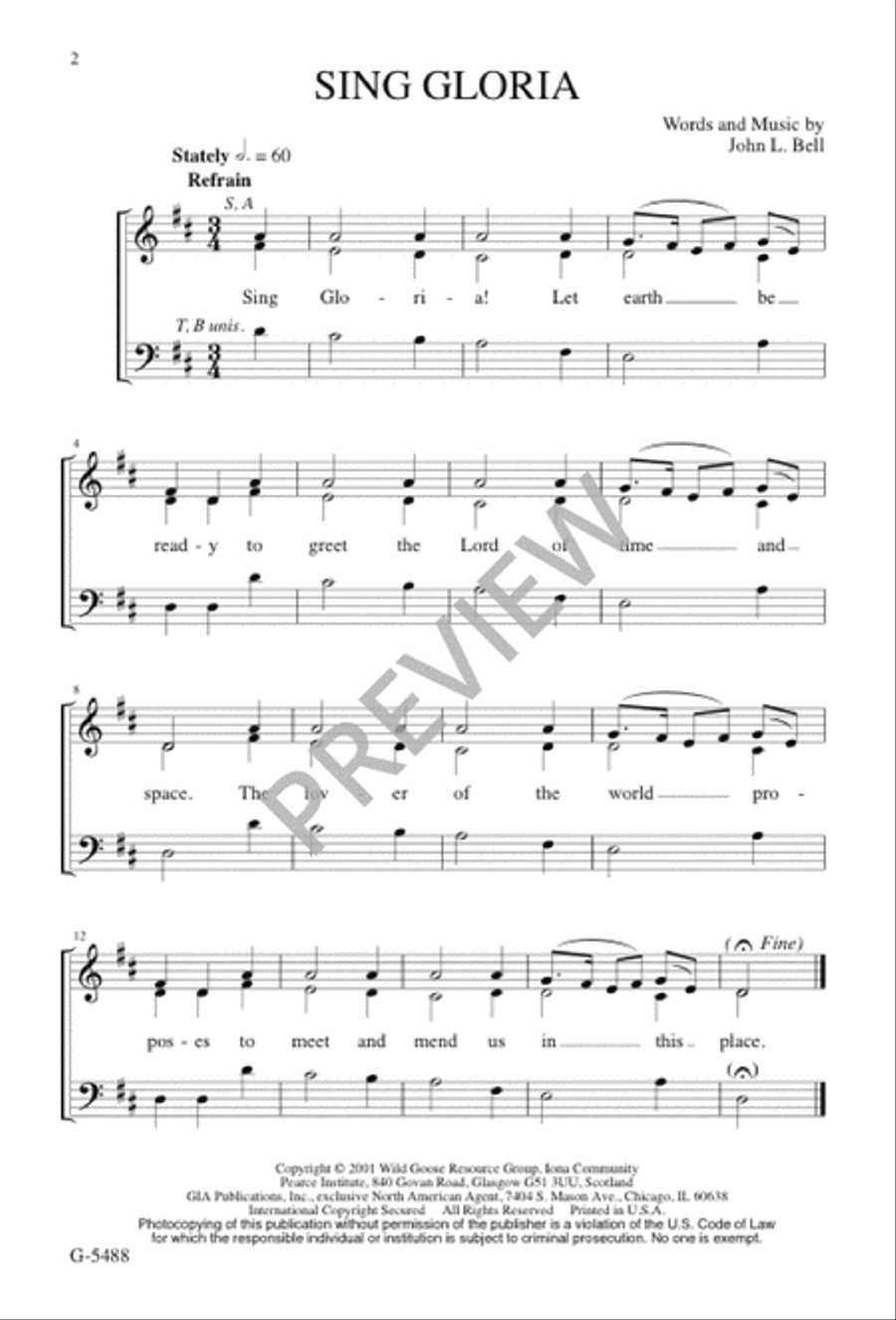 Sing Gloria Sing Gloria 3-Part scores gallery preview page 2