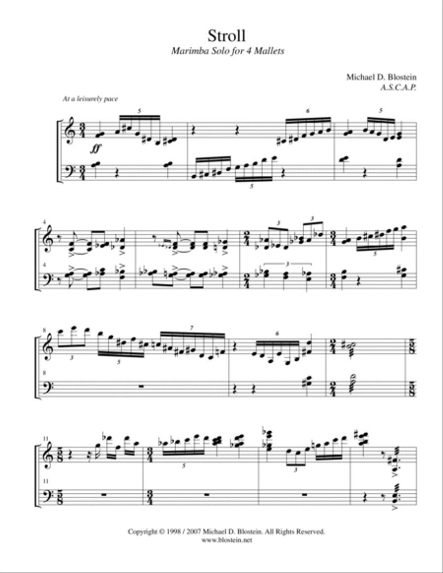 Stroll (solo for 4-mallet Marimba) Marimba scores gallery preview page 3