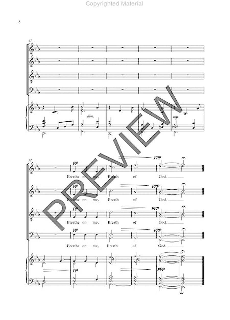Breathe on me, Breath of God 4-Part scores gallery preview page 7