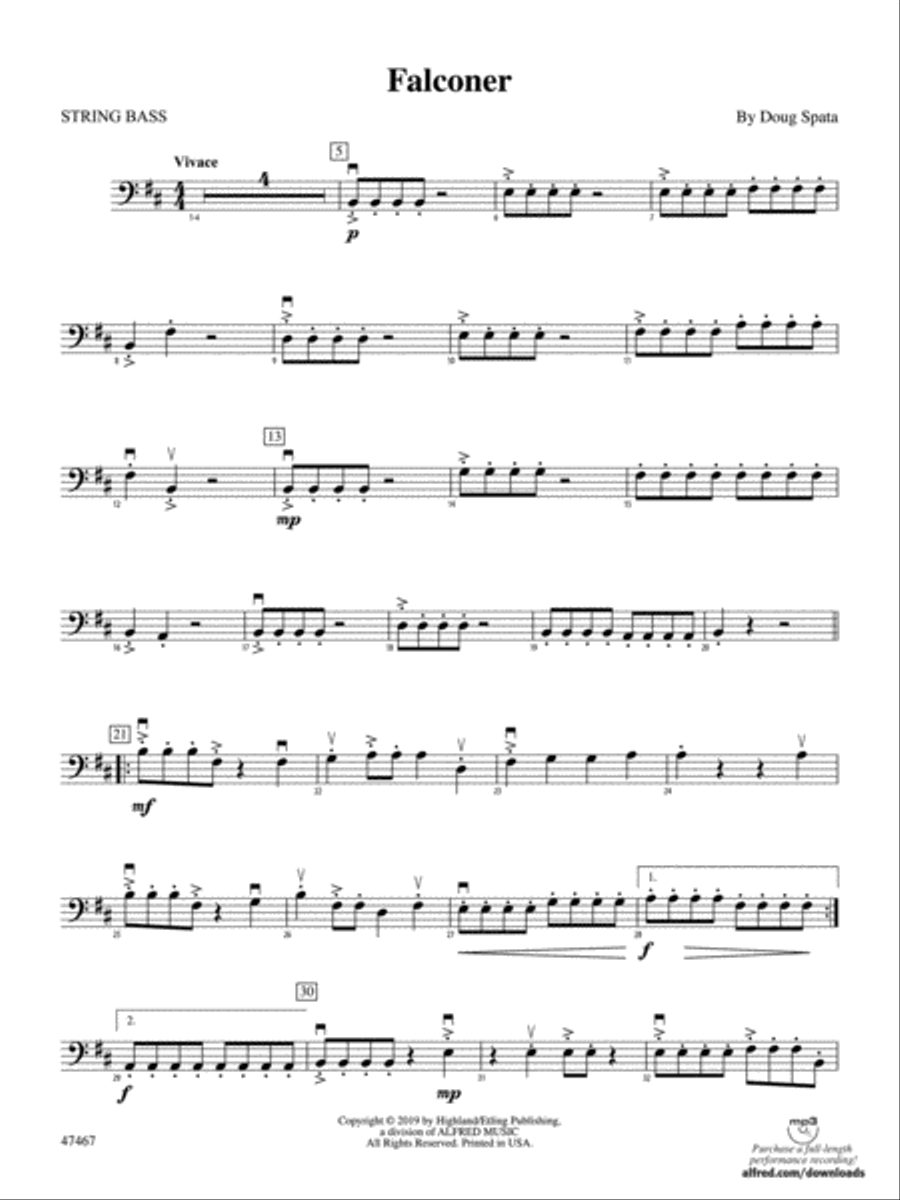 Falconer: String Bass Falconer: String Bass String Orchestra scores gallery preview page 1