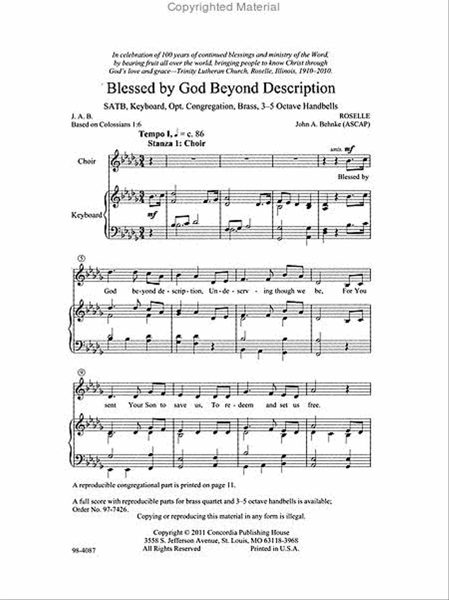 Blessed by God Beyond Description 4-Part scores gallery preview page 2