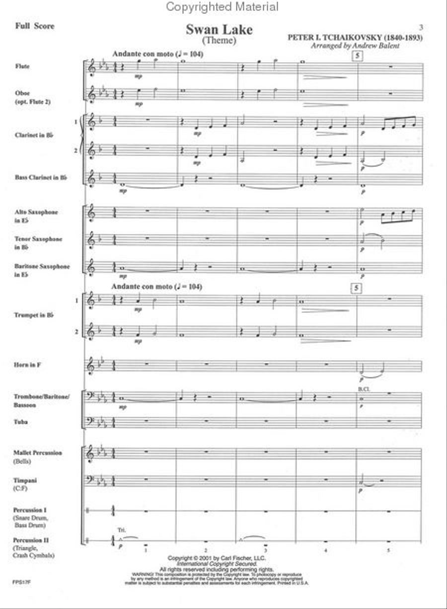 Swan Lake (Theme) Swan Lake (Theme) Concert Band scores gallery preview page 2