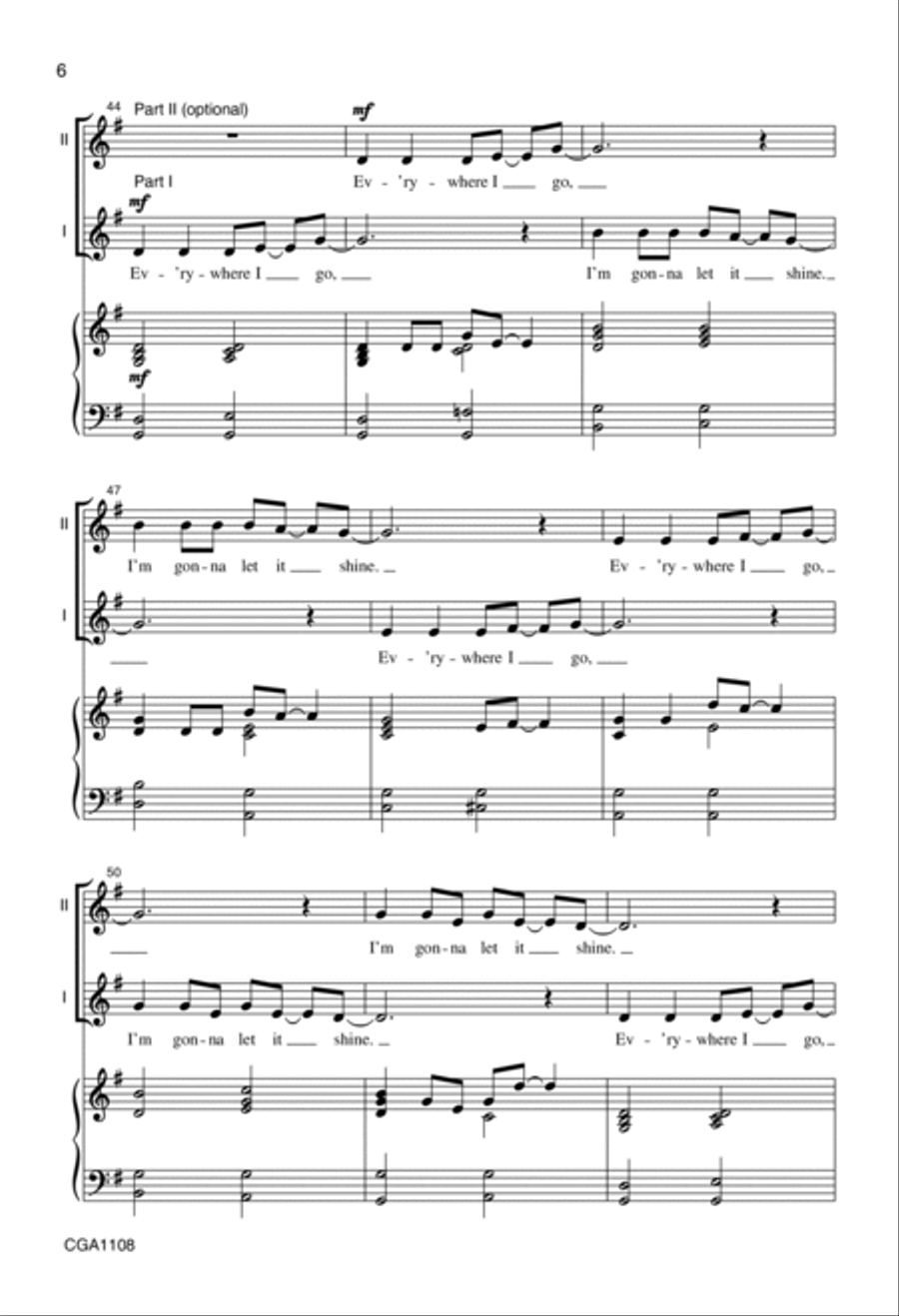 This Little Light of Mine (Unison/Two-part) Unison Choir scores gallery preview page 6