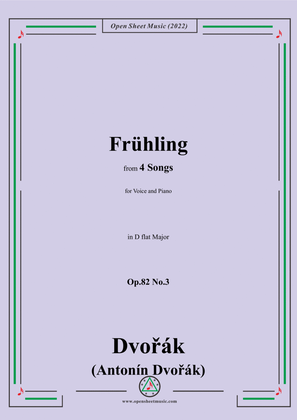 Book cover for Dvořák-Frühling,in D flat Major,Op.82 No.3,from 4 Songs,for Voice and Piano
