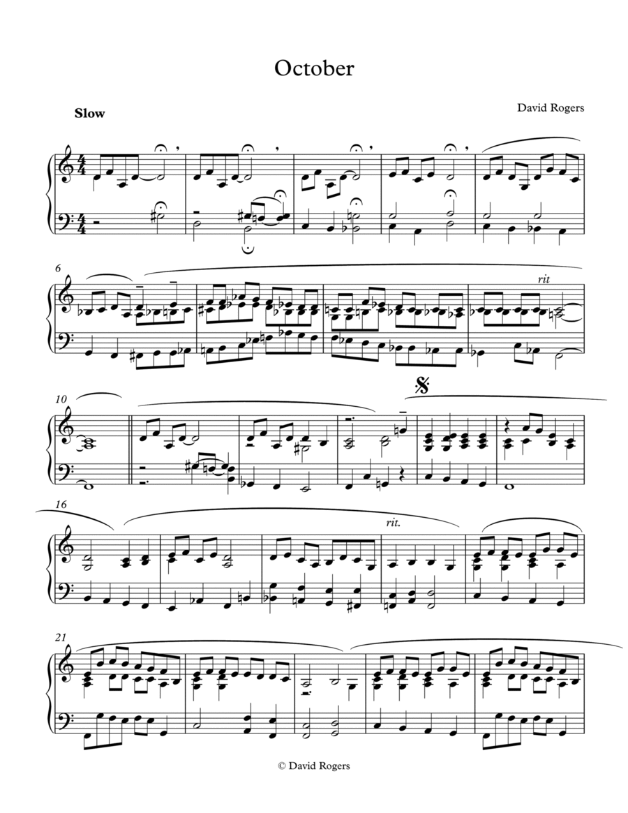 October Piano Solo scores gallery preview page 1